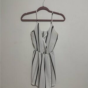 Elegant Striped Romper with Black Accents